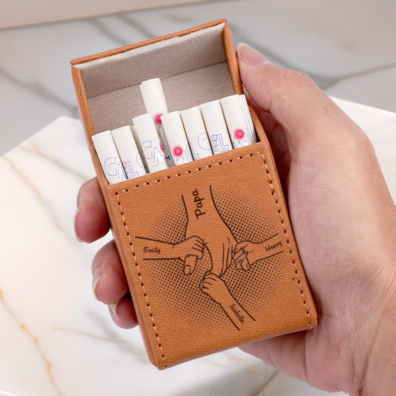 Love You Every Day Dad - Family Personalized Custom Leather Cigarette Case - Father's Day, Gift For Dad, Grandpa
