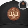 Fatherhood Starts Here - Family Personalized Custom Round Leather Patch Hat - Father's Day, Gift For Dad, Grandpa