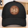 Fatherhood Starts Here - Family Personalized Custom Round Leather Patch Hat - Father's Day, Gift For Dad, Grandpa