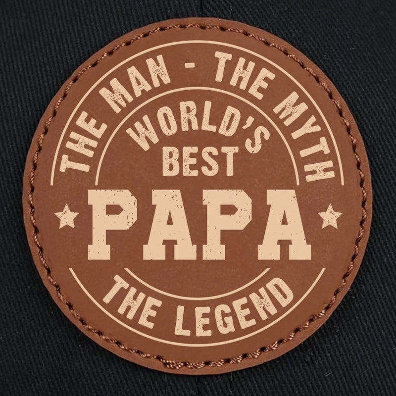 Built To Be A Dad - Family Personalized Custom Round Leather Patch Hat - Father's Day, Gift For Dad, Grandpa