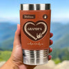 Hands Down, The Best Grandpa Ever - Family Personalized Custom Printed Leather Tumbler - Father's Day, Gift For Dad, Grandpa, Family Members