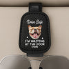 Custom Photo Leather Car Visor - Personalized Birthday Gifts For Dog Cat Lovers, Dog Dad And Mom, Cat Owners - We're Waiting At The Door