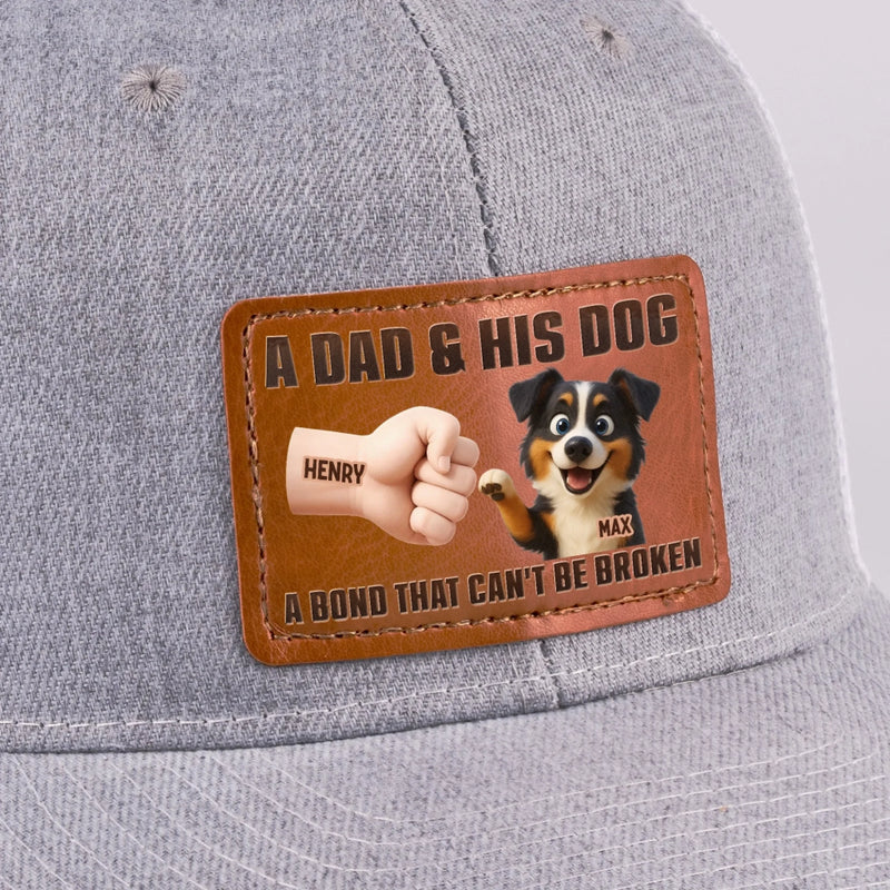 Paws Down, Best Dad Ever - Dog Personalized Custom Leather Patch Hat - Father's Day, Gift For Pet Owners, Pet Lovers