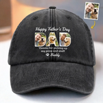 Custom Pet Photo Father's Day Gifts for Dog Dads - Personalized Washed Baseball Cap