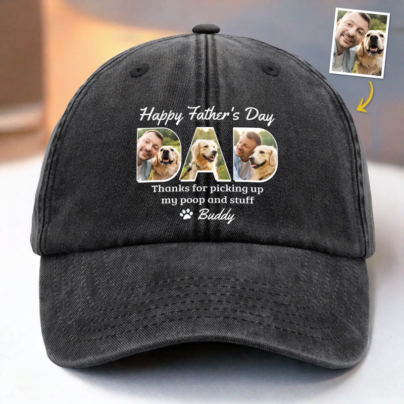 Custom Photo You're Pawsome, Even When I'm A Mess - Family Personalized Custom Vintage Washed Denim Baseball Cap - Father's Day, Gift For Pet Owners, Pet Lovers