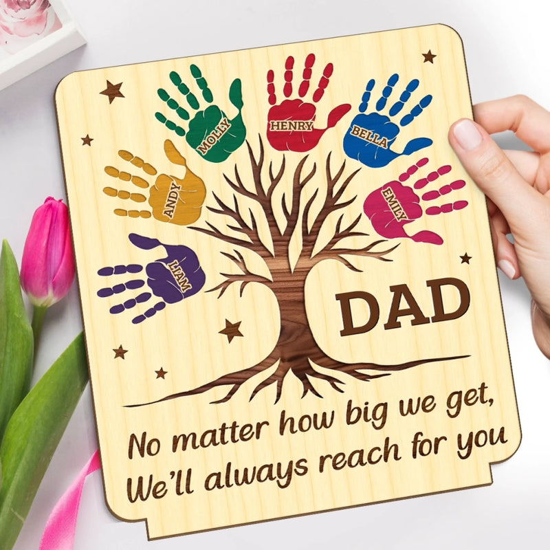 Custom Name Family Tree Gift for Dad - Personalized Wooden Plaque