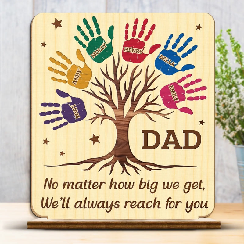Custom Name Family Tree Gift for Dad - Personalized Wooden Plaque