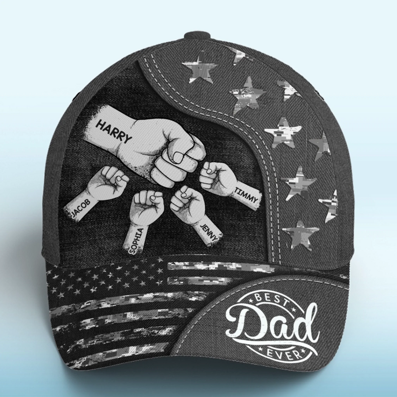 Together We Stand, Fist By Fist - Family Personalized Custom Hat, All Over Print Classic Cap - Father's Day, Gift For Dad, Grandpa