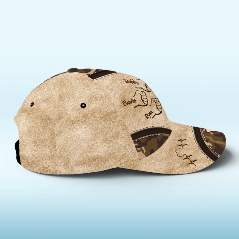 Strong Hands, Stronger Love - Family Personalized Custom Hat, All Over Print Classic Cap - Father's Day, Gift For Dad, Grandpa
