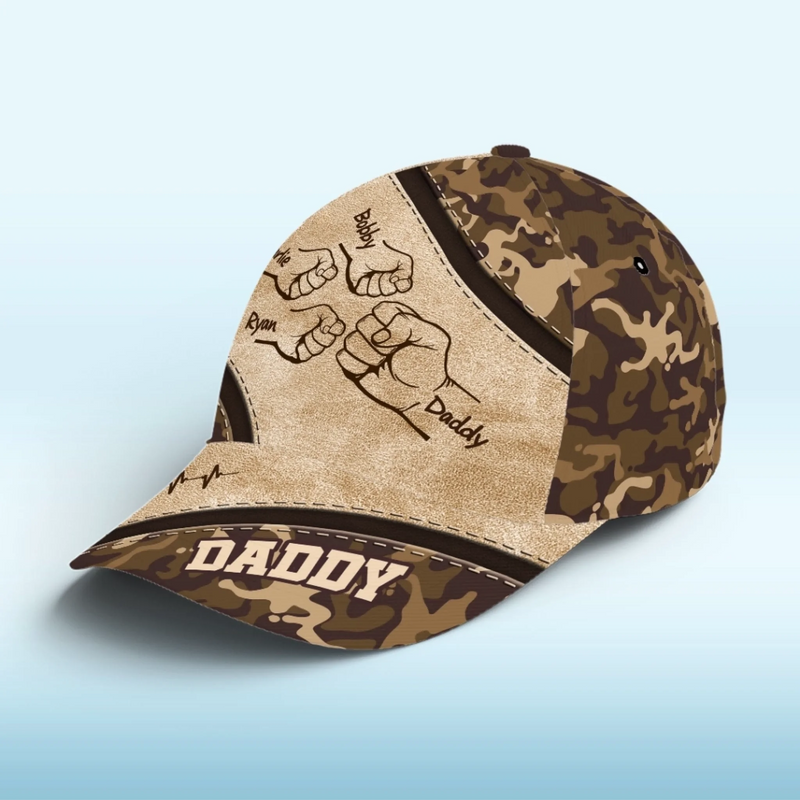 Strong Hands, Stronger Love - Family Personalized Custom Hat, All Over Print Classic Cap - Father's Day, Gift For Dad, Grandpa