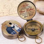 Custom Name Father Son Father's Day Gifts for Son - Personalized Compass