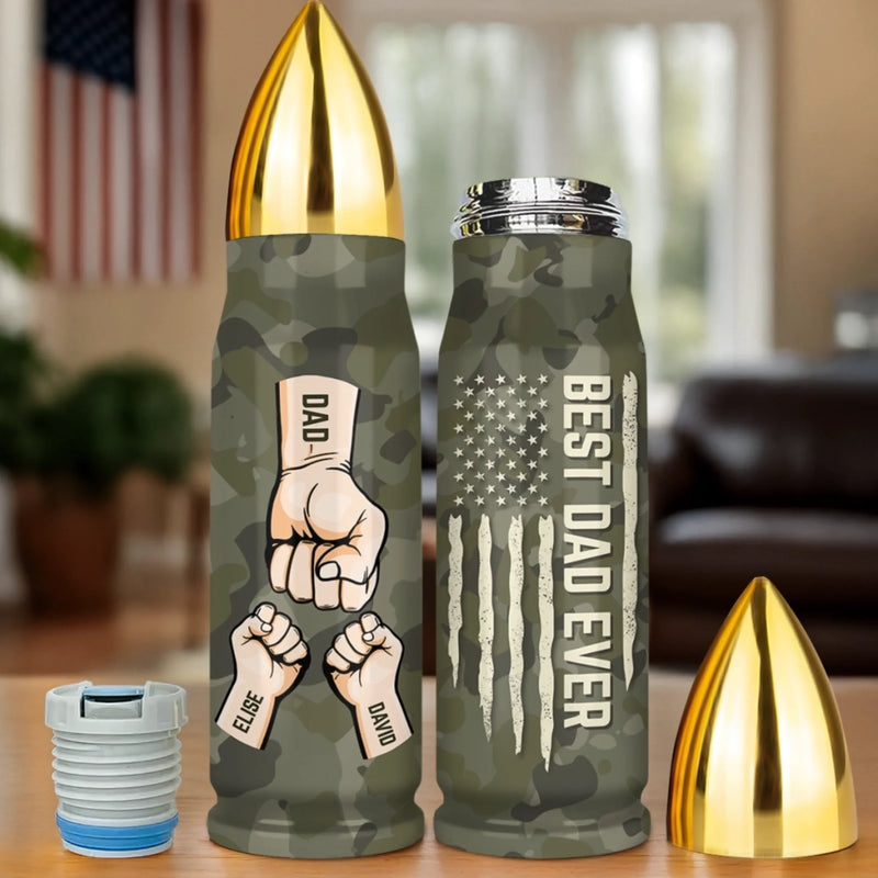 Fist Bumps Forever Squad - Family Personalized Custom Bullet Tumbler - Father's Day, Gift For Dad, Grandpa