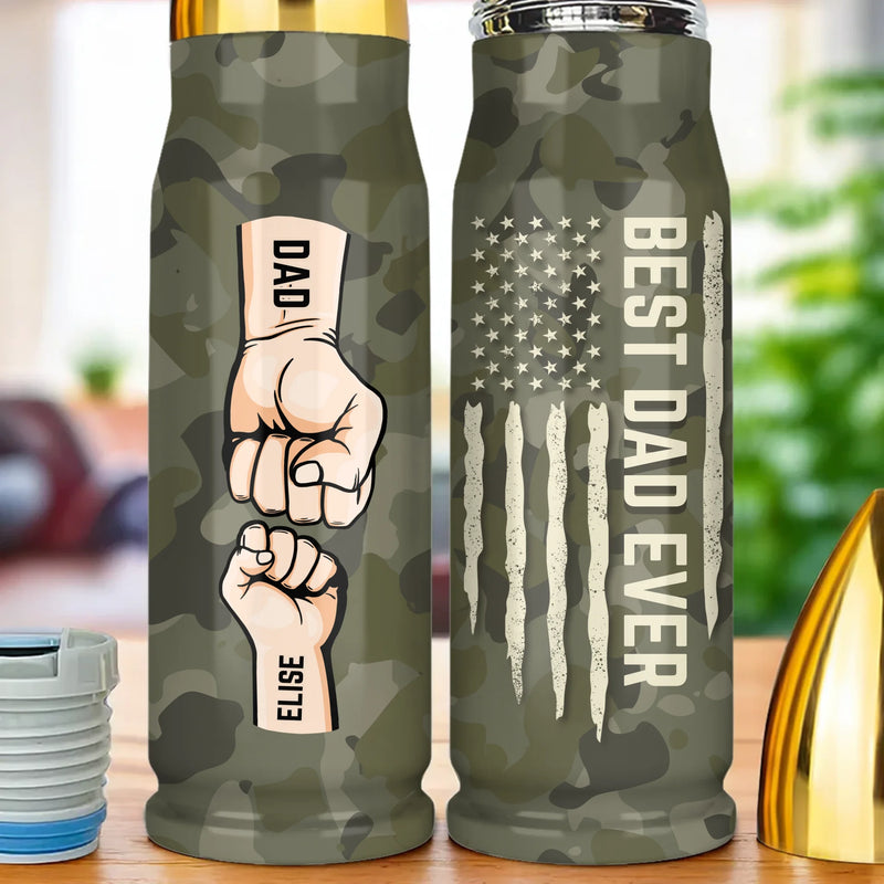 Fist Bumps Forever Squad - Family Personalized Custom Bullet Tumbler - Father's Day, Gift For Dad, Grandpa