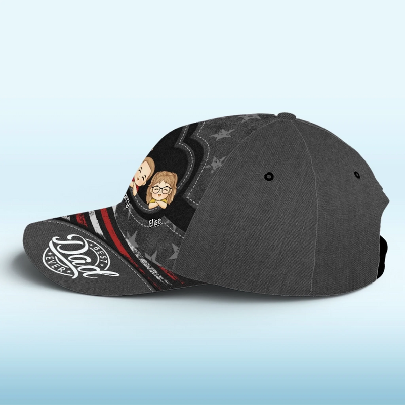 Wearing My World Close To My Heart - Family Personalized Custom Hat, All Over Print Classic Cap - Father's Day, Gift For Dad, Grandpa