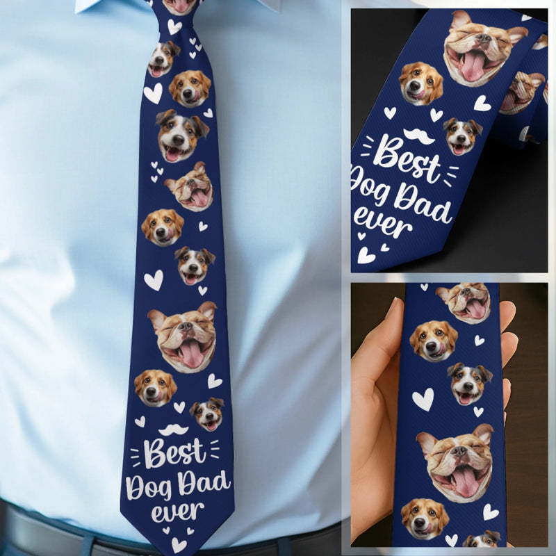Custom Photo From Your Favorite Headache With Love - Dog & Cat Personalized Custom Tie - Father's Day, Gift For Dad, Pet Owners, Pet Lovers