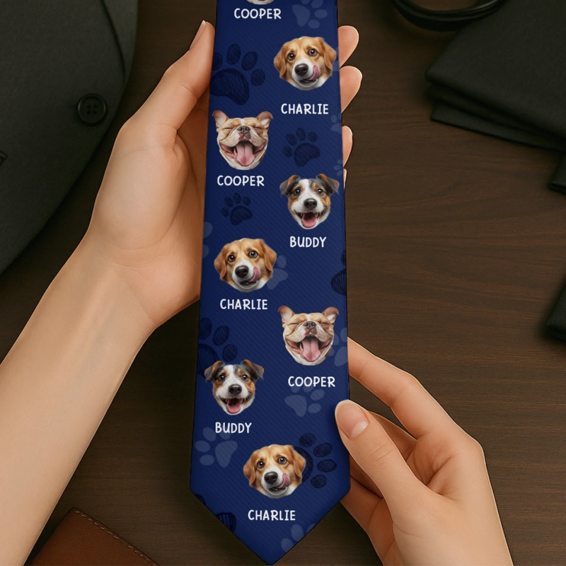 Custom Photo Paws-itively The Best Tie Ever - Dog & Cat Personalized Custom Tie - Father's Day, Gift For Dad, Pet Owners, Pet Lovers