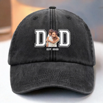 Custom Photo Father Gifts - Personalized Washed Baseball Cap