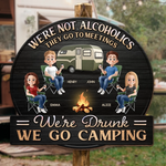 Custom Name Funny Camping Drinking Gifts for Campers - Personalized Wood Sign