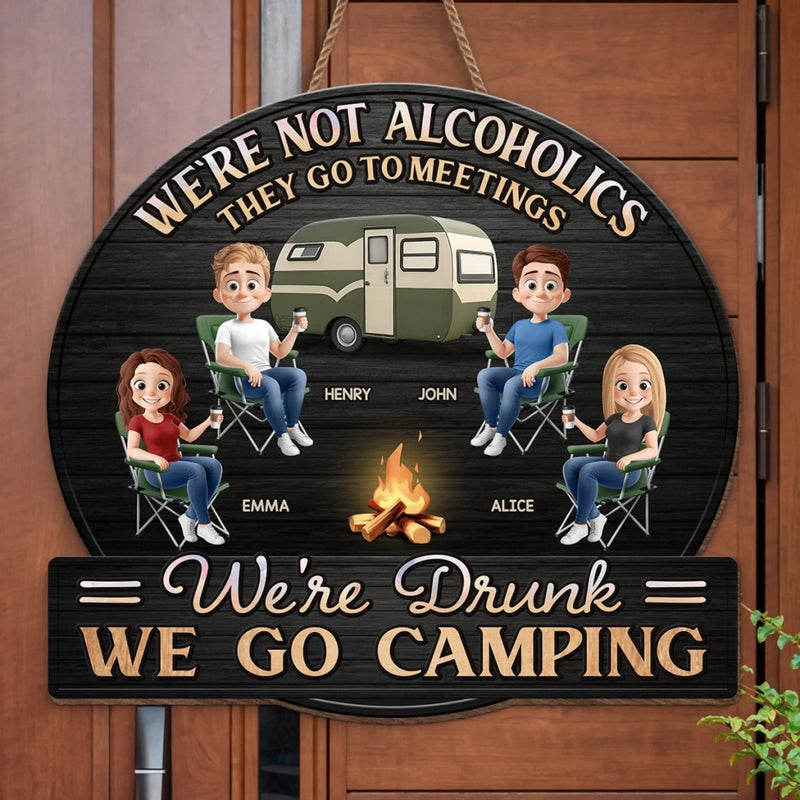 Custom Name Funny Camping Drinking Gifts for Campers - Personalized Wood Sign