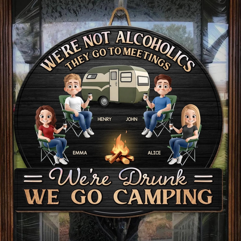 Custom Name Funny Camping Drinking Gifts for Campers - Personalized Wood Sign
