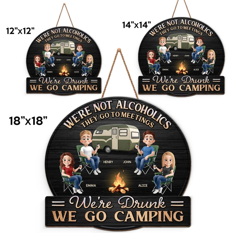 Custom Name Funny Camping Drinking Gifts for Campers - Personalized Wood Sign