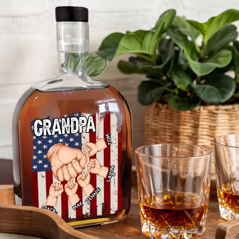 Power, Love, Legacy - Family Personalized Custom Whiskey Bottle - Father's Day, Gift For Dad, Grandpa