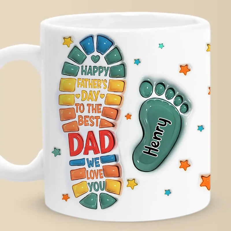 Following In Your Footsteps - Family Personalized Custom 3D Inflated Effect Printed Mug - Father's Day, Gift For Dad, Grandpa
