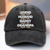 Built To Be A Legend - Family Personalized Custom Vintage Washed Denim Baseball Cap - Father's Day, Gift For Dad, Grandpa