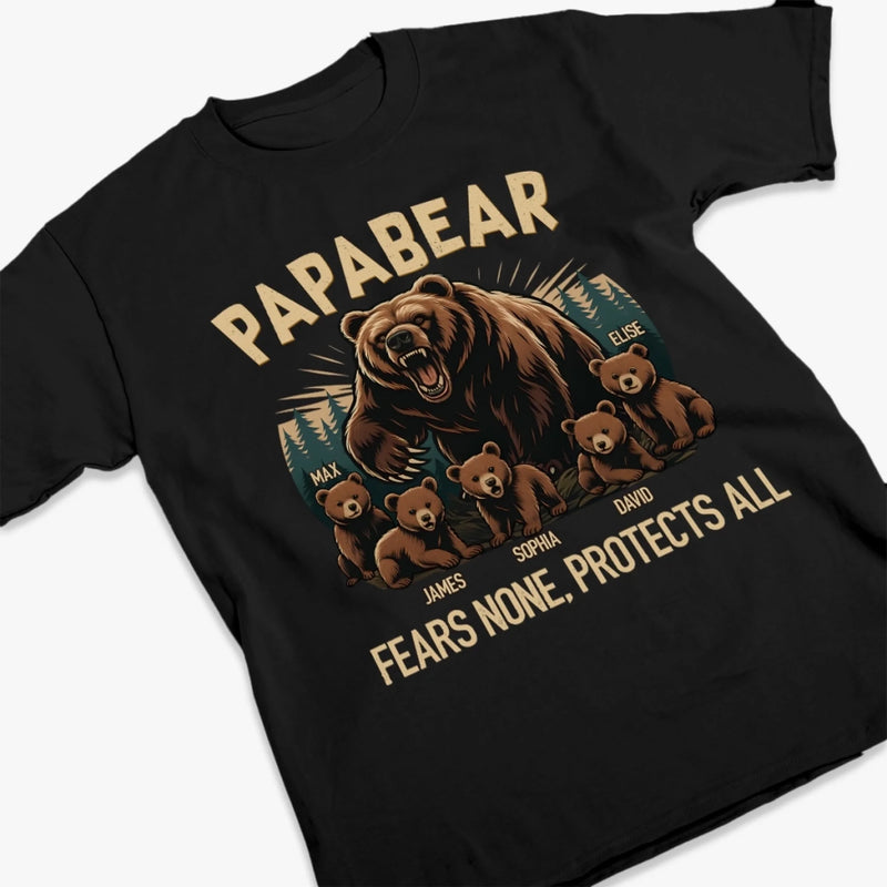 Papa Bear Mode, Always On - Family Personalized Custom Unisex T-shirt, Premium T-shirt, Hoodie - Father's Day, Gift For Dad, Grandpa