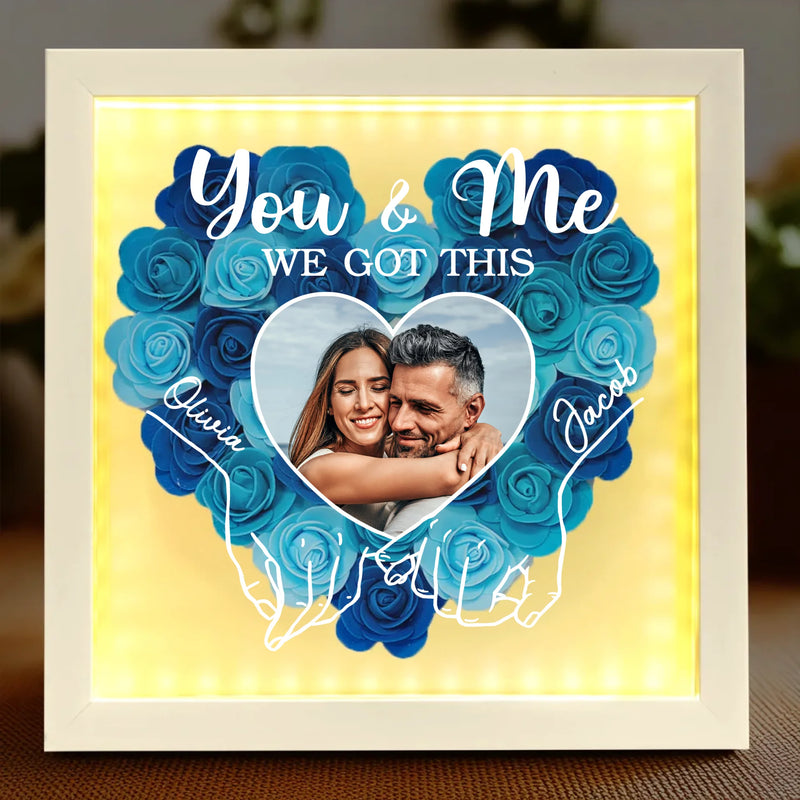 Custom Photo With You, Everything Is Cozy - Couple Personalized Custom Flower Shadow Box With LED - Gift For Husband Wife, Anniversary