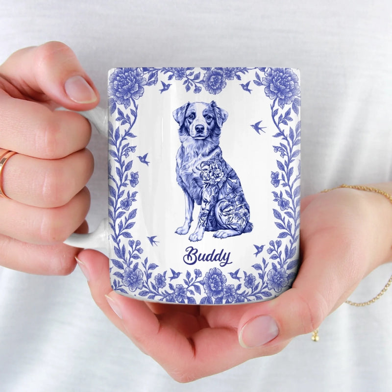 Custom Name Floral Dog Lover Gifts - Personalized Mugs