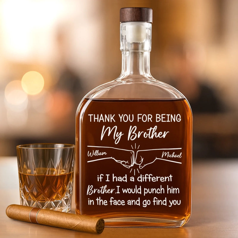 Custom Name Funny Brother Gifts - Personalized Round Whiskey Bottle