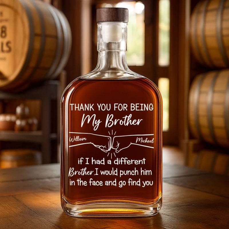 Custom Name Funny Brother Gifts - Personalized Round Whiskey Bottle
