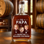Custom Photo Gifts for Papa - Personalized Round Whiskey Bottle