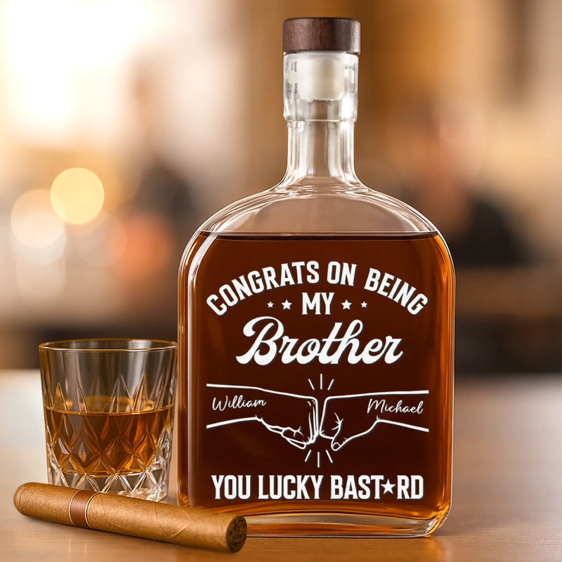 You Got Me, Lucky You - Family Personalized Custom Whiskey Bottle - Gift For Family Members