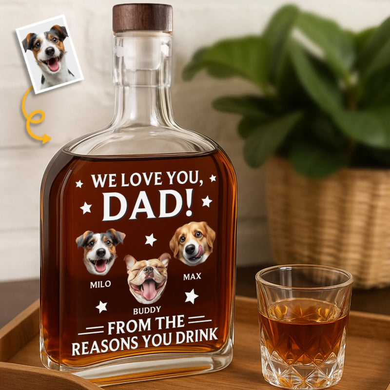 Custom Photo Dad Fuel Courtesy Of Your Pack - Dog & Cat Personalized Custom Whiskey Bottle - Father's Day,  Gift For Dad, Pet Owners, Pet Lovers