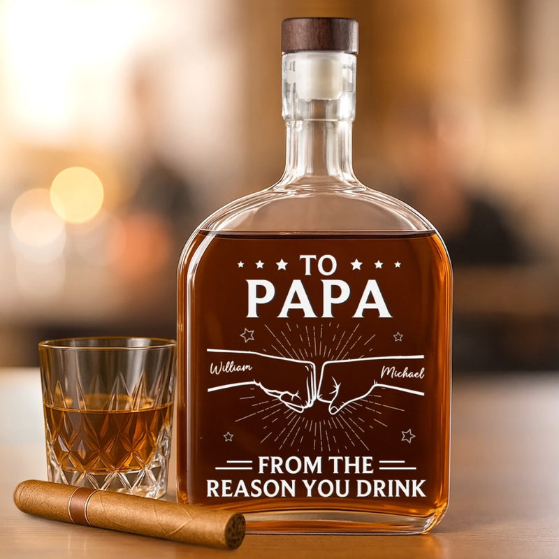 From Your Little Headache, With Love - Family Personalized Custom Whiskey Bottle - Father's Day, Gift For Dad, Grandpa