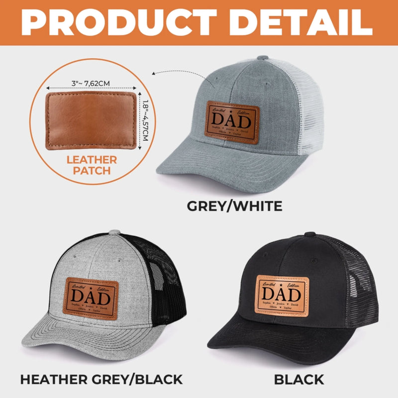 My Incomparable Dad - Family Personalized Custom Leather Patch Hat - Gift For Dad, Grandpa