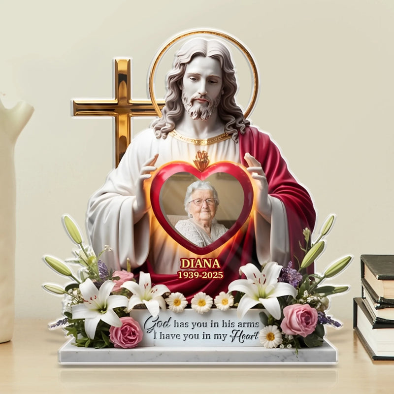 Custom Photo With Angels Now Resting - Memorial Personalized Custom Acrylic Plaque Custom Shape - Sympathy Gift For Family Members