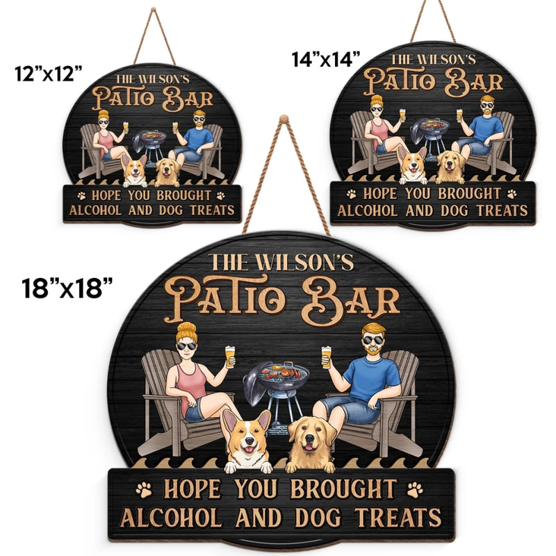 Custom Name Funny Patio Bar Gifts for Dog Lovers - Personalized Wood Sign