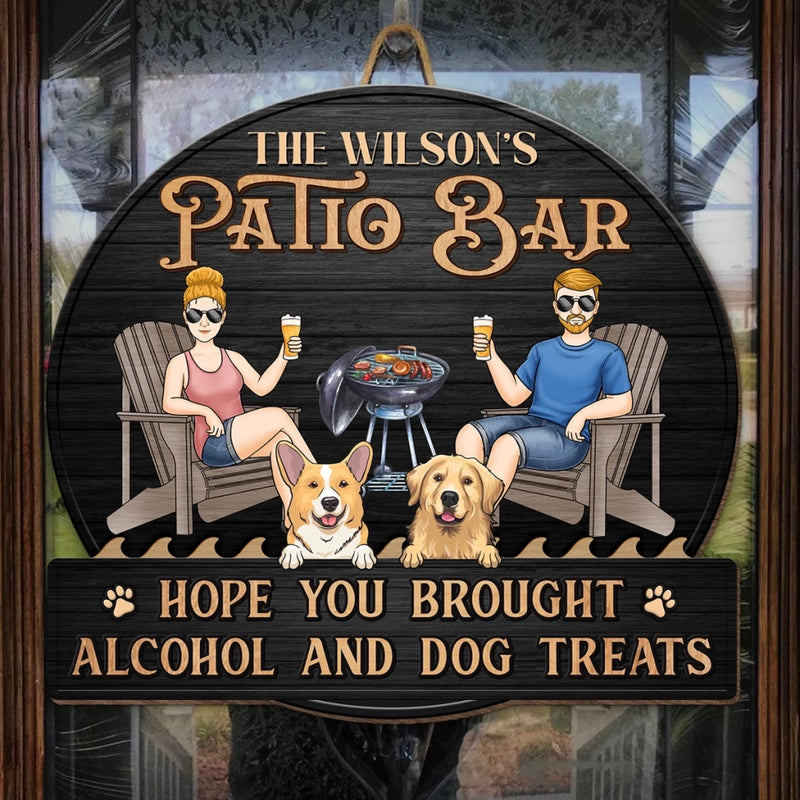 Custom Name Funny Patio Bar Gifts for Dog Lovers - Personalized Wood Sign