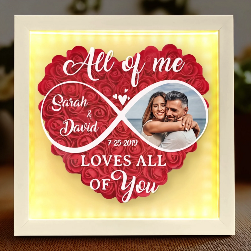 Custom Photo Holding Hands Through Every Season - Couple Personalized Custom Flower Shadow Box With LED - Gift For Husband Wife, Anniversary