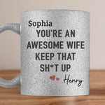 Custom Name Funny Wife Gifts - Personalized Glitter Mug