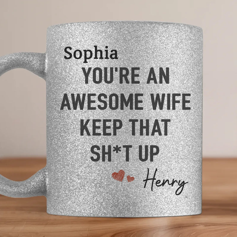 Custom Name Funny Wife Gifts - Personalized Glitter Mug
