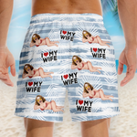 Custom Photo Wife Gifts for Husband - Personalized Beach Shorts