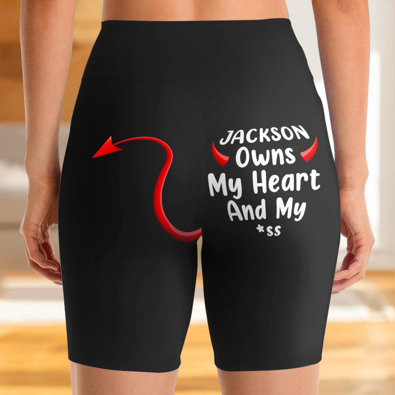 Custom Biker Leggings - Personalized Anniversary Wedding Gifts For Husband And Wife, Him And Her - My Man Owns It All