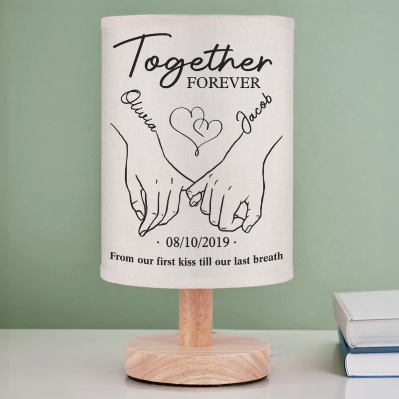 Together Forever - Couple Personalized Custom Linen Bedside Table Lamp - Gift For Husband Wife, Anniversary
