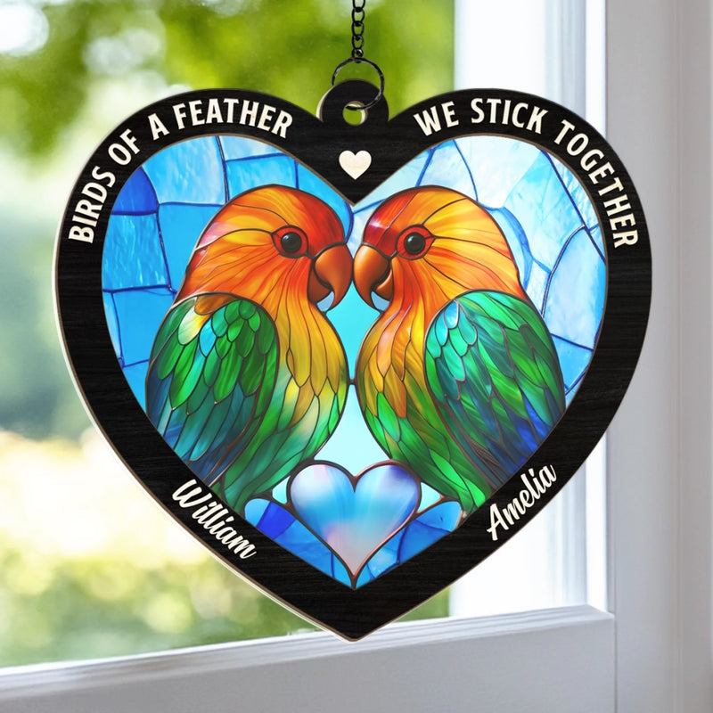 Lovebirds For Life - Couple Personalized Window Hanging Suncatcher Ornament - Gift For Husband Wife, Anniversary