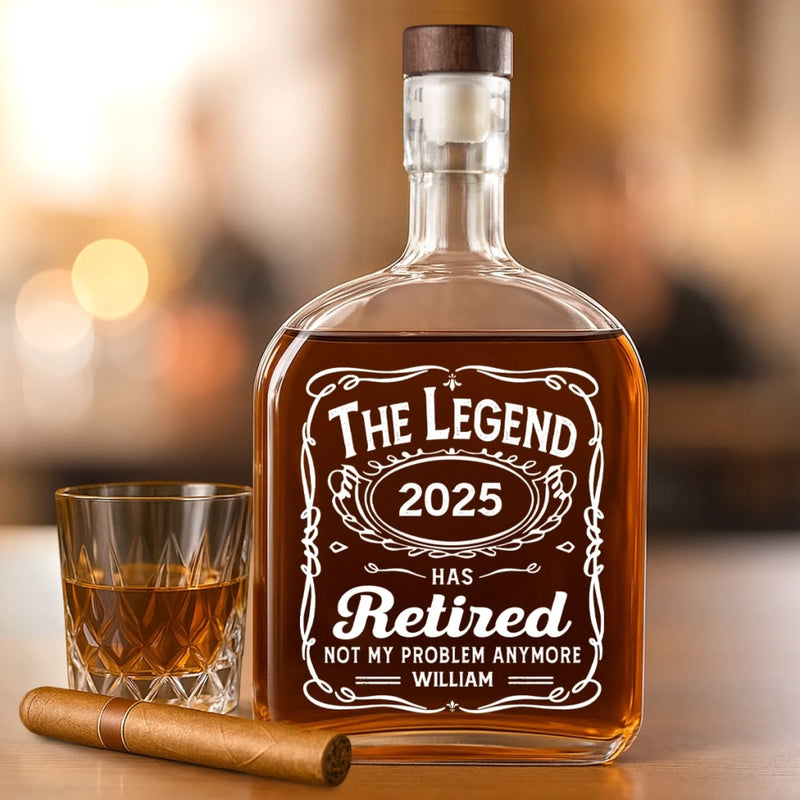 Living The Retired Life - Coworker Personalized Custom Whiskey Bottle - Appreciation, Retirement Gift For Coworkers, Work Friends, Colleagues