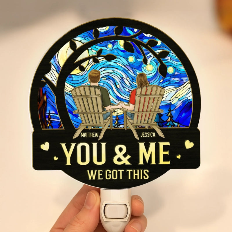 We Got This - Couple Personalized Custom Wood And Acrylic Night Light - Gift For Husband Wife, Anniversary